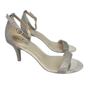 Bandolino Madia Silver Metallic Ankle Strap Stiletto Sandals BDMADIA2 Womens 9M
